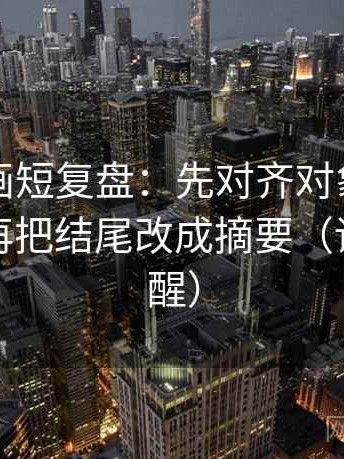 虫虫漫画短复盘：先对齐对象有没有说清，再把结尾改成摘要（读完更清醒）